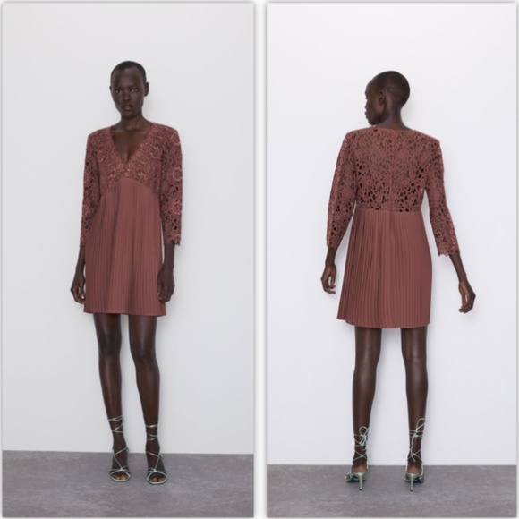 Zara Pleated Guipure Dress NWT - Picture 8 of 12
